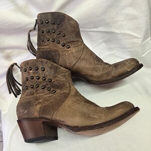 Shyanne Leather Studded Ankle Western Boots - Women's 9 Studded Ankle Boots